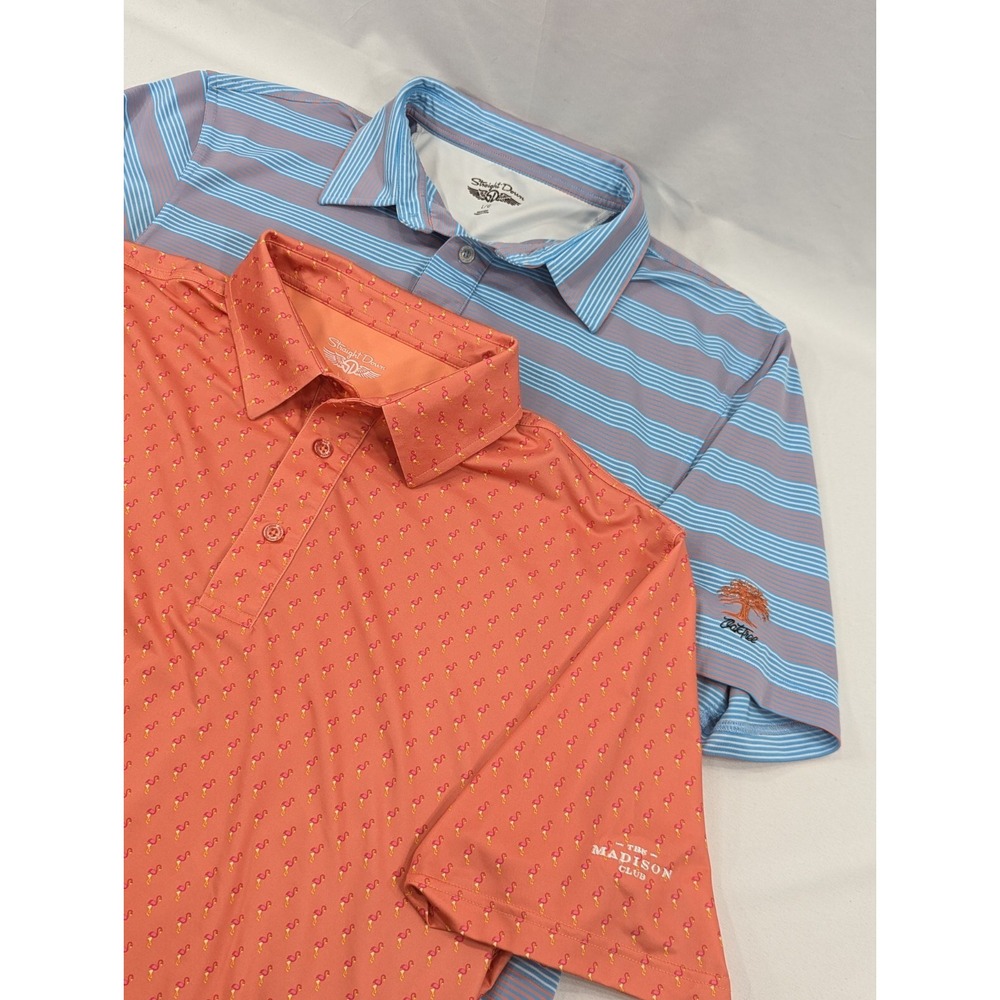 2) Two Size Large Straight Down Golf Shirts 1) Oak tree Golf 1) Madison Club EUC